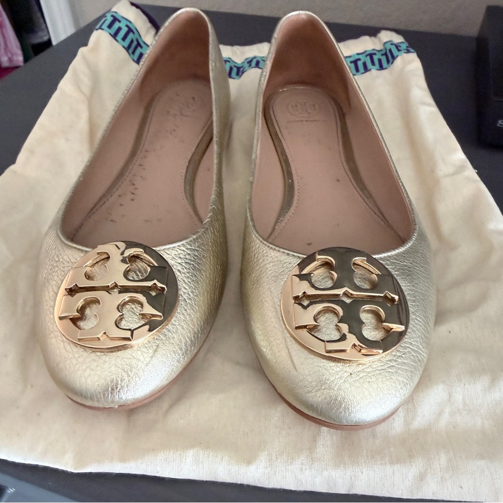 Tory Burch Metallic Gold Loafers